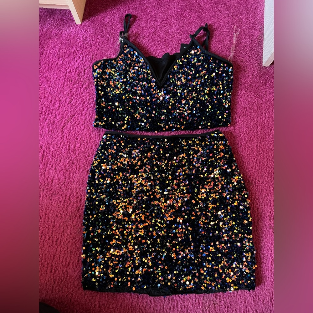 Sequin Multicolor Skirt Set